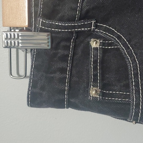 Adika jeans women's size medium black white trim button-fly raw-cut fray… - Picture 5 of 15